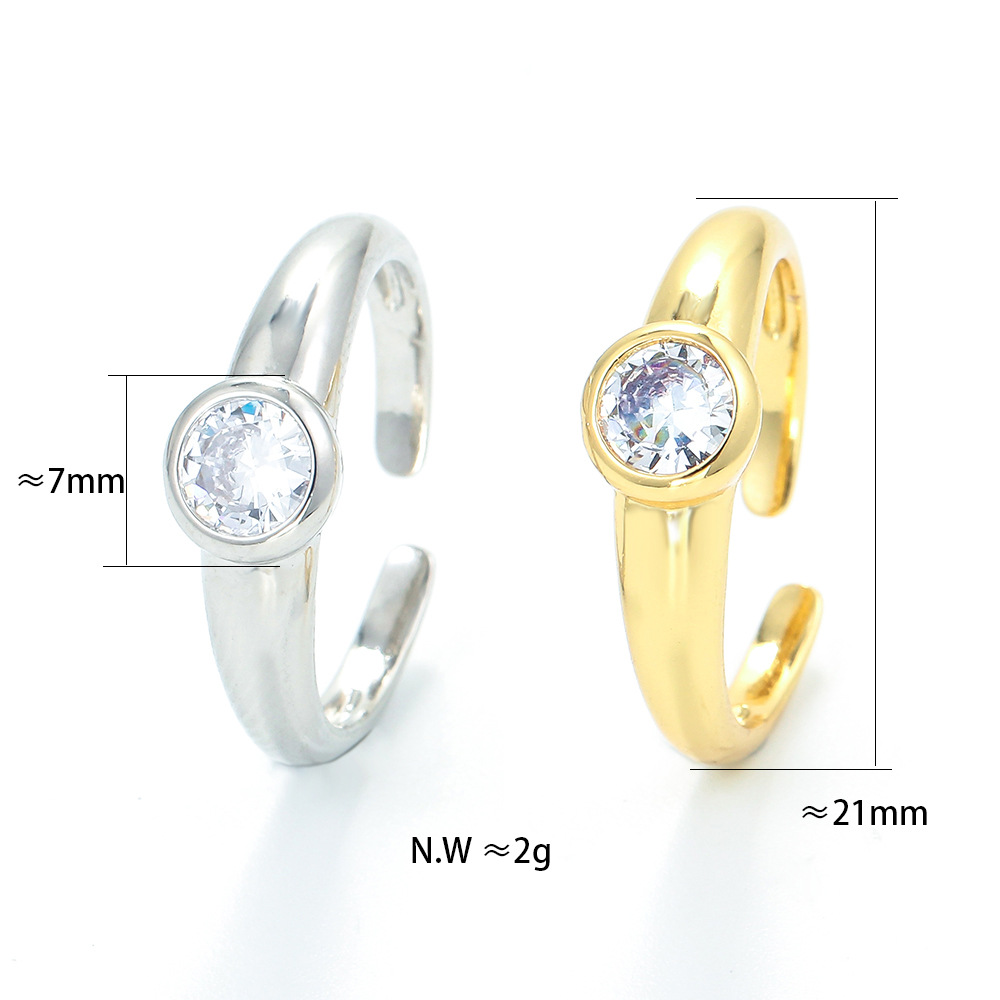 Unisex Gender Wholesale Korean Geometric Round Diamond Opening Adjustable Ring Nihaojewelry
