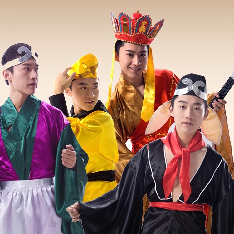 Journey to the West Master and Apentice Four-Person Drama Performance Costume Monkey King Pig Bajie Friar Sand Monk Tang Monk Stage Performance Costume