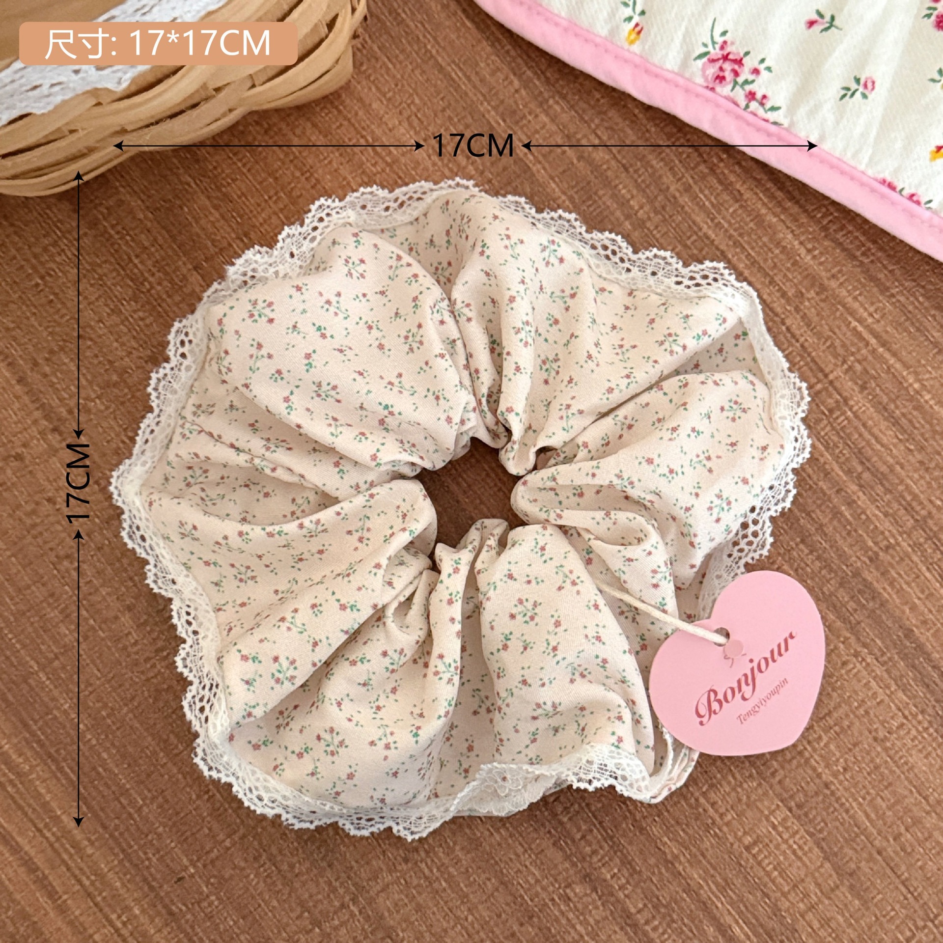 Estilo coreano de alta apariencia de encaje de intestino grueso banda de pelo accesorios para el cabello cuerda de pelo de corazón de niña de todo fósforo pequeño Qing nuevo tocado de cola de caballo de gran altura al por mayor