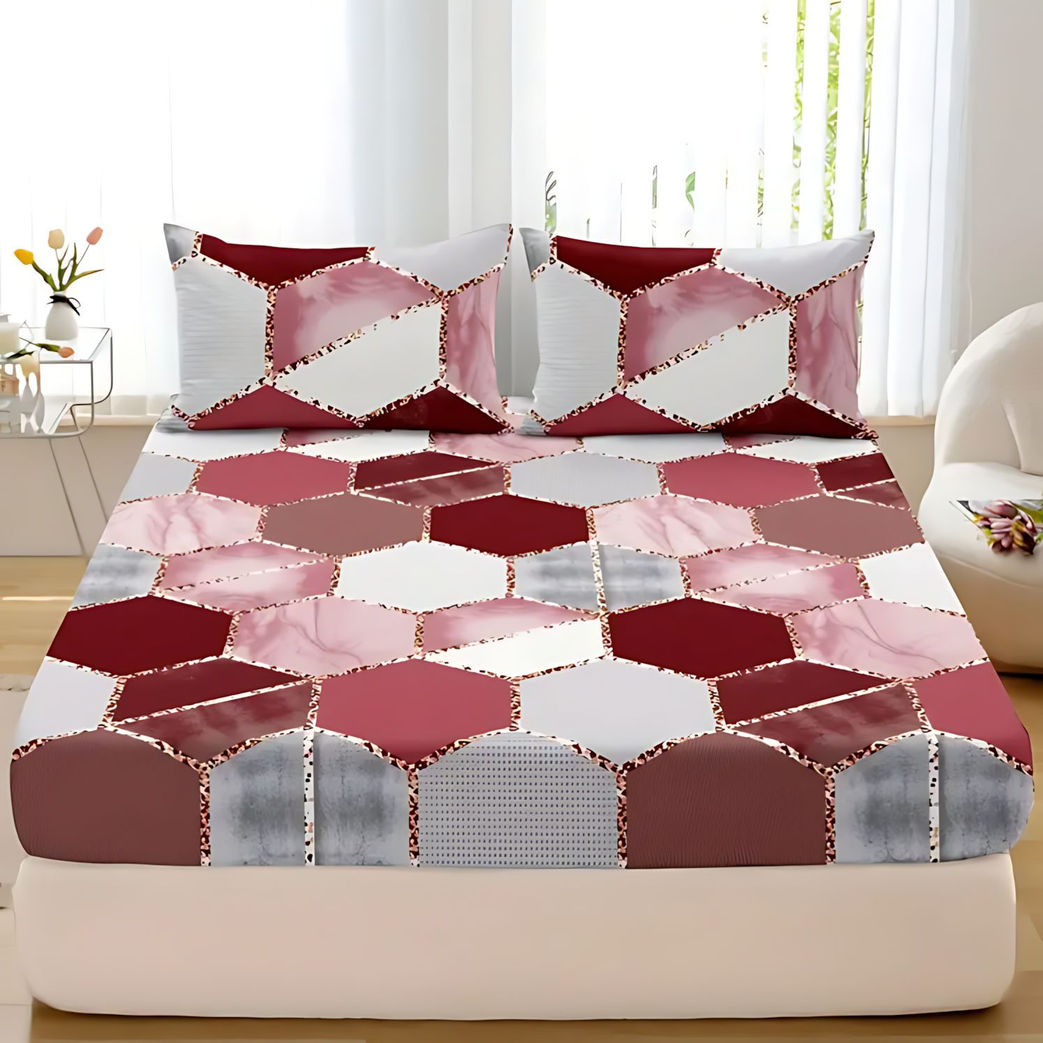 TEMU / JIT Amazon de lujo patrón geométrico digital impresión de la fuente del fabricante de la cama Kasa Kit puede hacer