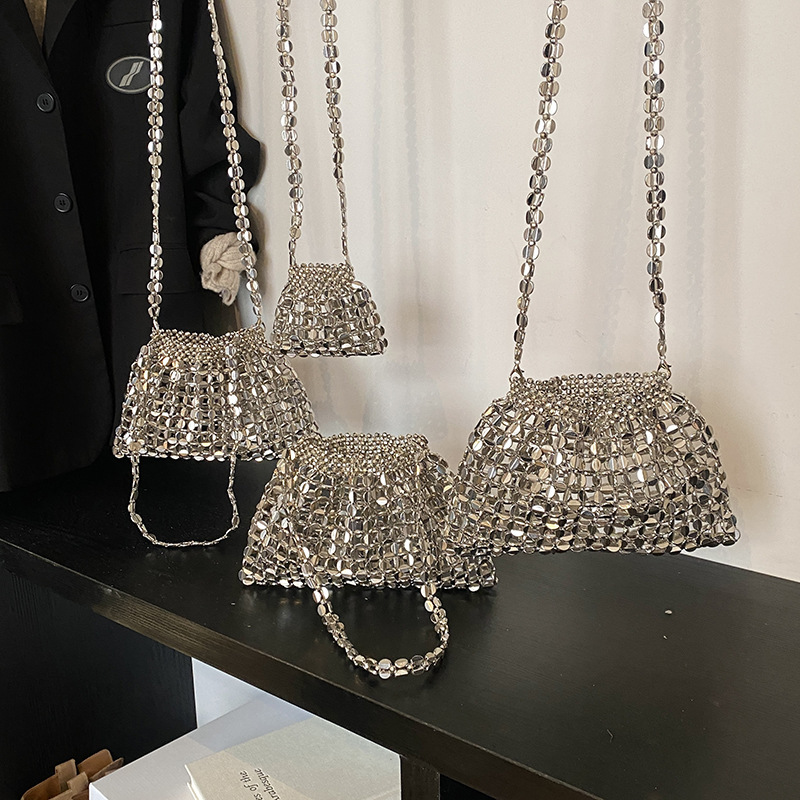 Korean Style Simple Women's Armpit Bag Hand-Woven Beaded Chain Handbag 2025 New Work and Commuter Women's Bag Korean Style Simple Women's Armpit Bag Hand-Woven Beaded Chain Handbag 2025 New Work and Commuter Women's Bag