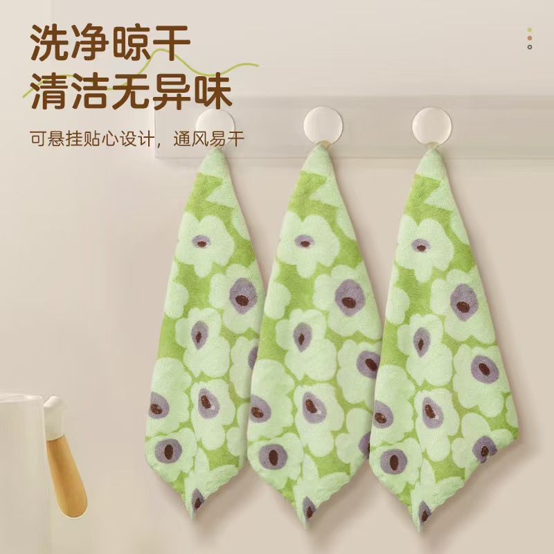Toallas de impresión verde aguacate para cocina toallas de mano suaves absorbentes de agua no pierden pelo espesar toallas de lavado de platos transfronterizas