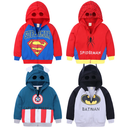 Children's clothing boys' hooded jackets children's spring and autumn zipper cardigans for small and medium-sized children baby sweatshirts eye mask jackets wholesale