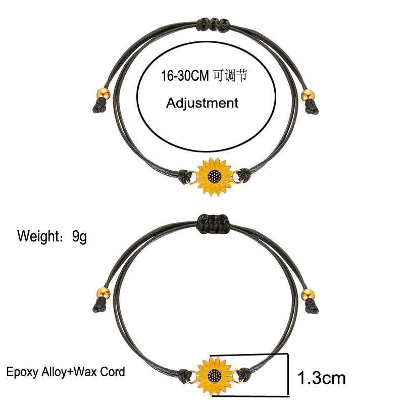 Sunflower Card Bracelet Creative Alloy Oil Drop Daisy Sunflower Woven Bracelet Female display picture 1