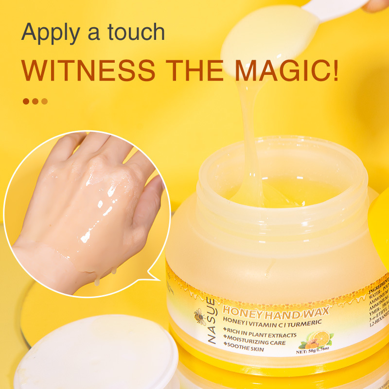 Máscara de mano Leche miel Peel Off Hand Wax Transfronterizo Inglés envasado miel cera de mano 50