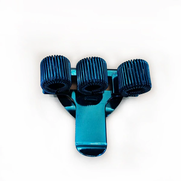Blue three-hole hook pen clip