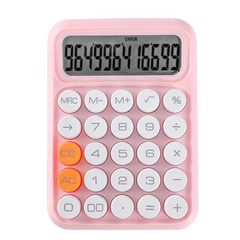 Nuevo 12-bit botón grande teclado flexible Calculadora de estudiante diosa color caramelo Oficina Contabilidad financiera