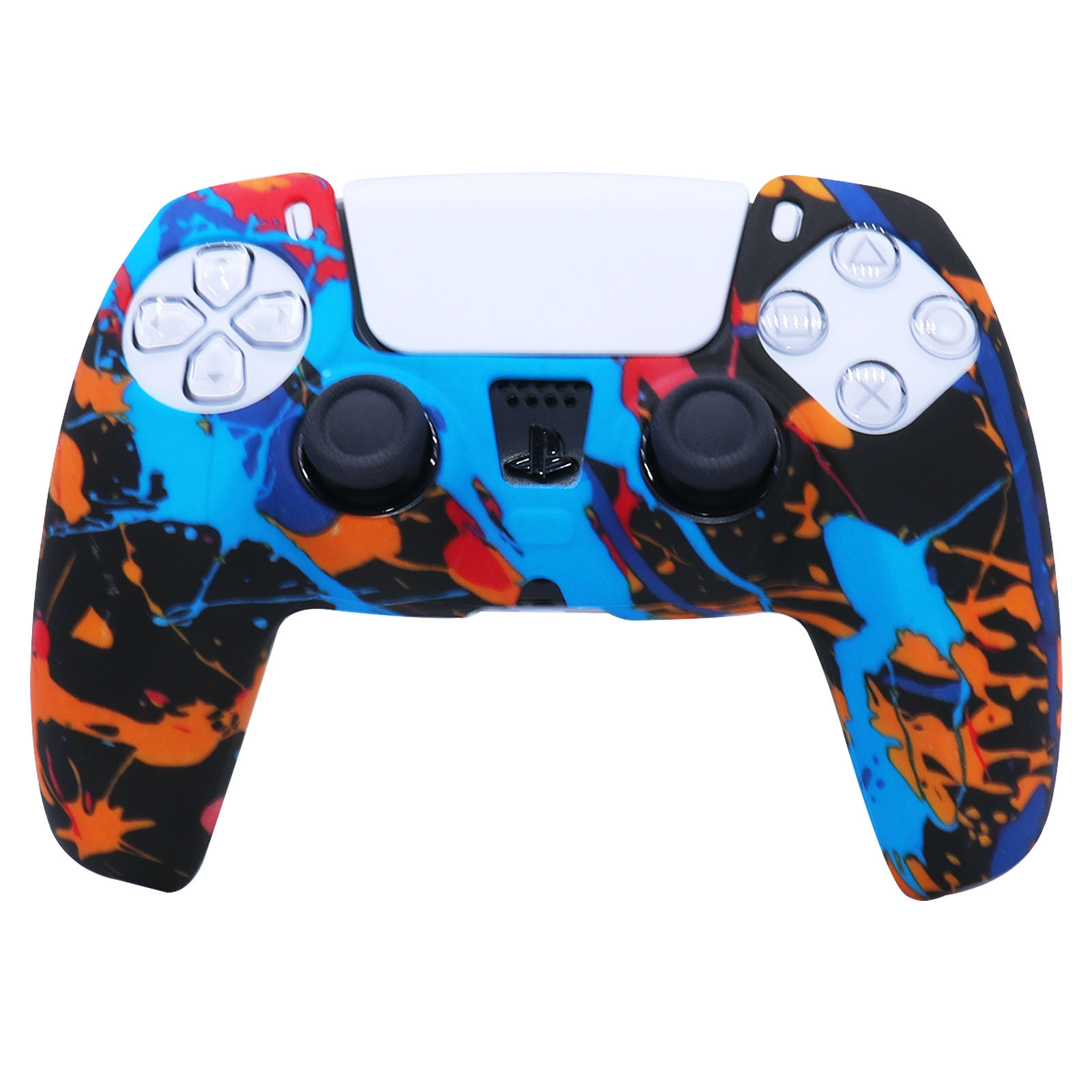 PS5 funda de silicona GamePad funda de silicona camuflaje marca de agua funda protectora aceite spray sensación acuarela caso PS5 Accesorios