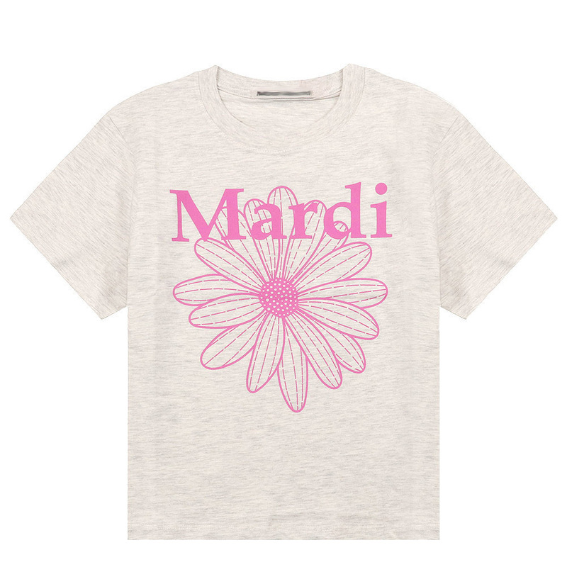 韓国マルディトレンディな半袖フラワープリントゴールドハイシルバー夏ラウンドネック純綿ルーズTシャツトップトレンディ|undefined