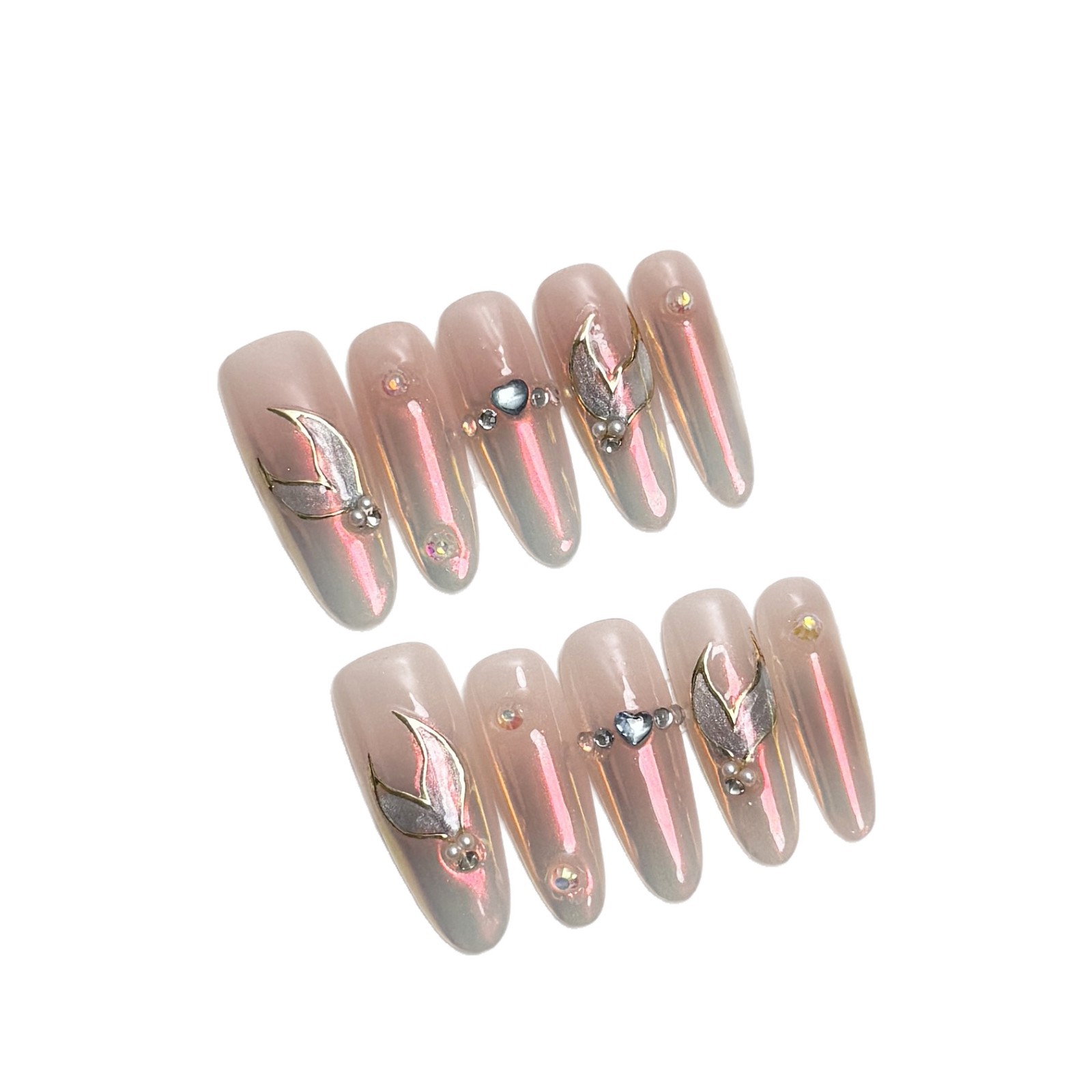 Manual pura sirena de mermaid usa piezas de uñas elípticas 2026 nuevo estilo de alta sensación de invierno y otoño uñas falsas