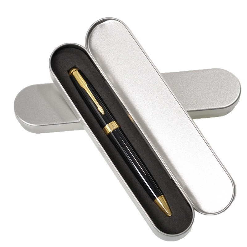 Black Business Metal Signature Pen Gift Box Set Men's Signature Pen Ball Pen Printed Logo Metal Gel Pen