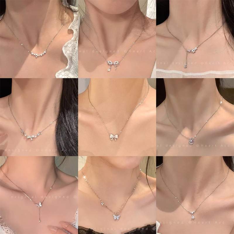 Factory Direct Sale~ Zircon Star Necklace for Women, Trendy Niche High-End Design Versatile Collarbone Chain Necklace for Women