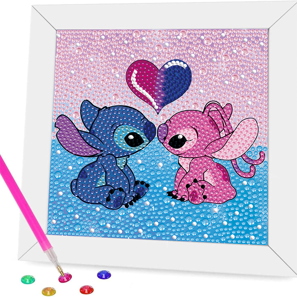 Pintura de diamantes enmarcada hecha a mano, superventas transfronteriza, de dibujos animados infantiles de la princesa Elsa, linda pintura de pegatinas de diamantes DIY