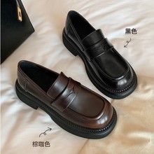 真皮小皮鞋2025年秋季新款厚底一脚蹬乐福鞋英伦通勤单鞋百搭jk鞋