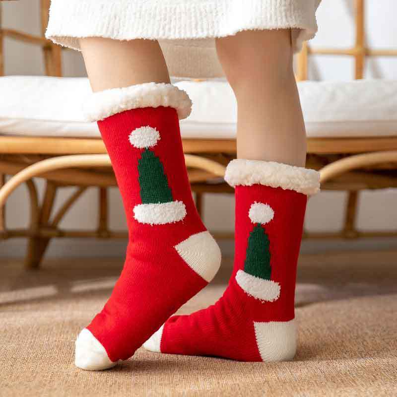 クリスマスの靴下の床の靴下の冬の雪の靴下の月の子供のぬいぐるみのサンゴの絨毯の靴下の家庭の睡眠の靴下のじゅうたんの靴下の足のカバー|undefined