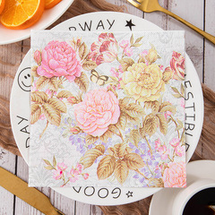 French Country Style Floral Print Table Towels Embossed Party Napkins Restaurant Decoration Square Napkins Direct Manufacturer Wholesale