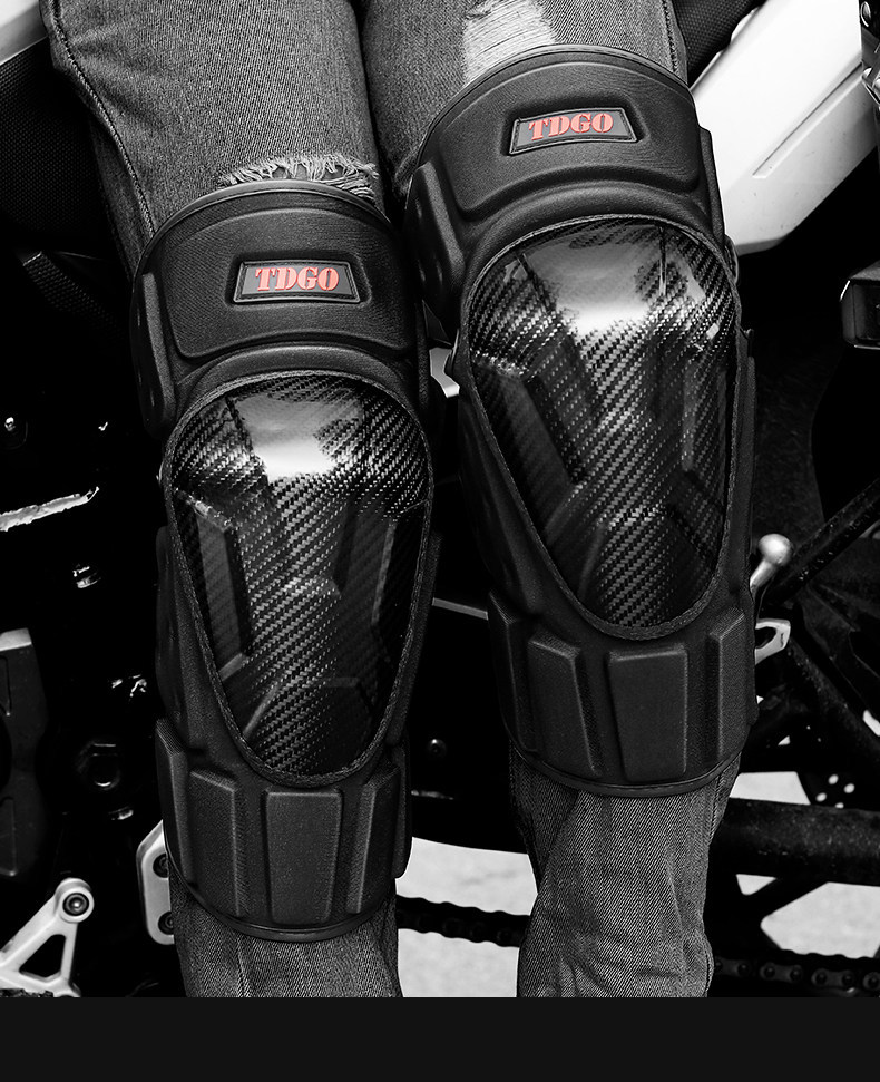 Carbon Fiber Motorcycle Knee Pads and Protective Gear for Men, Summer Anti-Fall and Windproof Leg Protection, Rider Riding Knee Pads and Elbow Pads, Complete Set