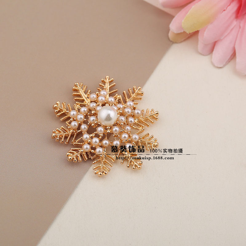 DIY Jewelry Accessories Headdress Material 44mm New Alloy Cut Out Pearl Flower KC Gold