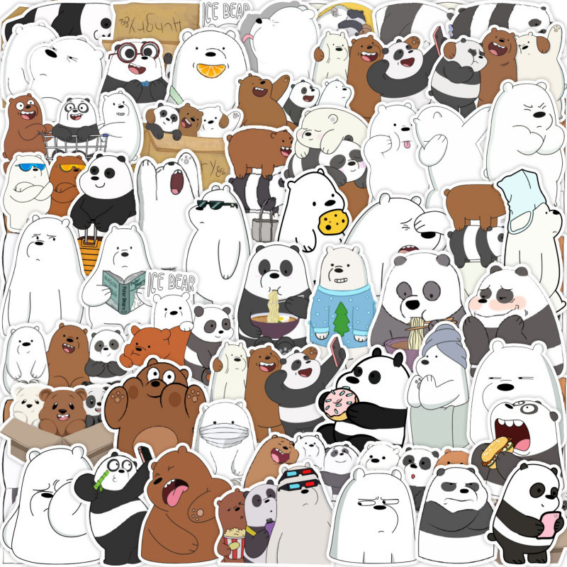 50 pieces of cartoon stickers featuring three little bears, suitable for luggage, computers, notebooks, motorcycles, and planners, waterproof 50 pieces of cartoon stickers featuring three little bears, suitable for luggage, computers, notebooks, motorcycles, and planners, waterproof