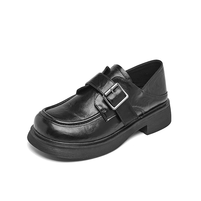 Augu Shiden negro Lefour zapatos de mujer 2026 primavera nueva suela gruesa estilo británico jk zapatos de cuero de viaje casuales