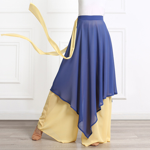 Chinese dance dance pants women's loose and elegant chiffon skirt pants classical dance performance costume practice wide leg pants skirt pants