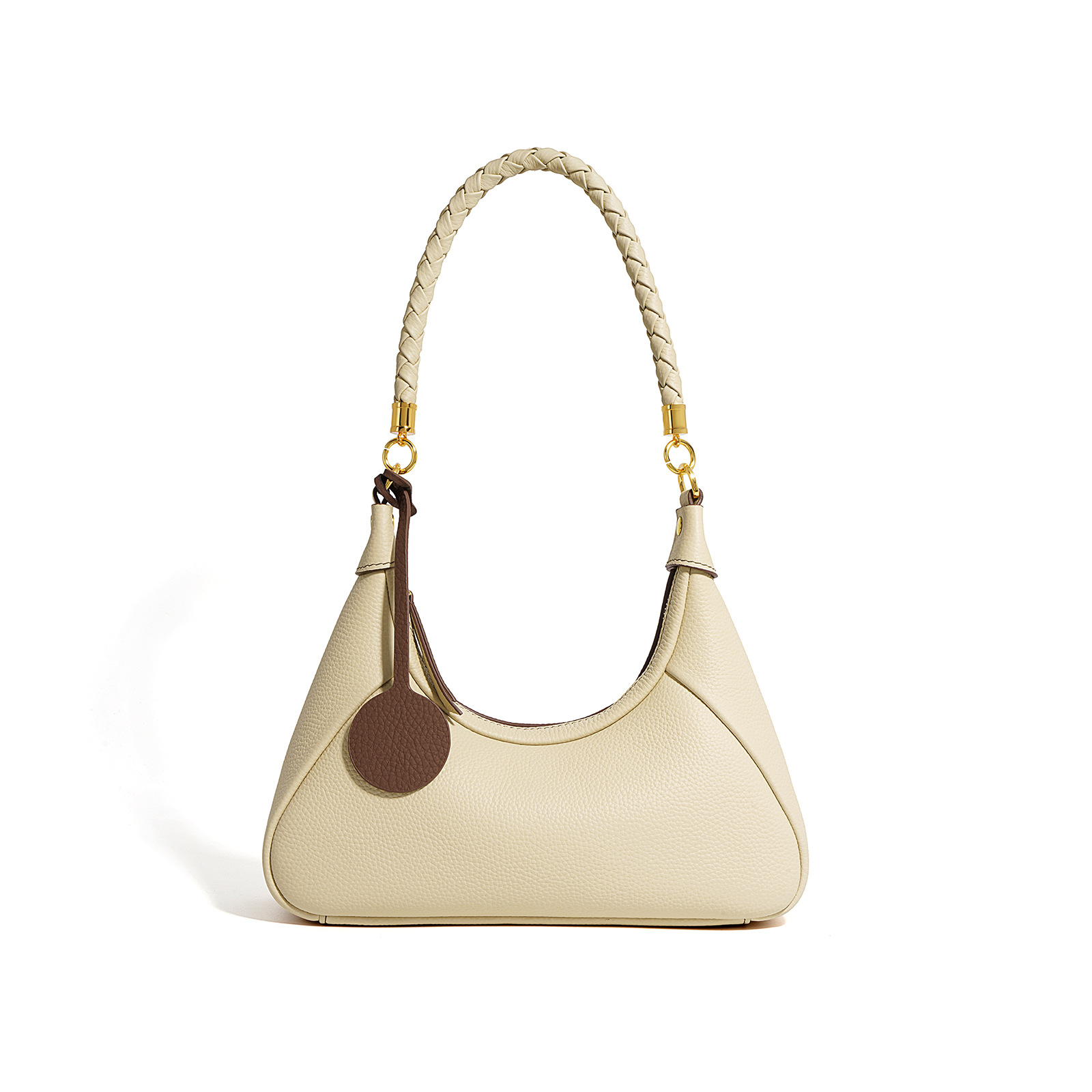 Bolso bandolera tipo media luna para mujer 2025, nuevo bolso de cuero vacuno con textura de alta gama, bolso baguette de hombro cruzado para viajeras.