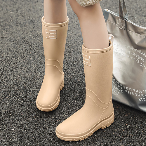 2024 Cross-border Korean Russian Japanese Women's High-Crotch Non-slip Waterproof Rain Boots Rain Shoes Over Shoes Durable