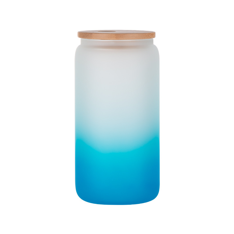 16oz comercio exterior gradiente de color de sublimación de vidrio electrochapado camaleón fluorescente arco iris pintura vidrio taza de agua taza de masón