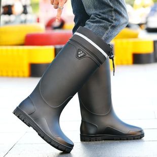 Rain boots men's new spring and summer mid-tube waterproof non-slip wear-resistant water shoes fleece-lined work fishing car wash kitchen rubber shoes