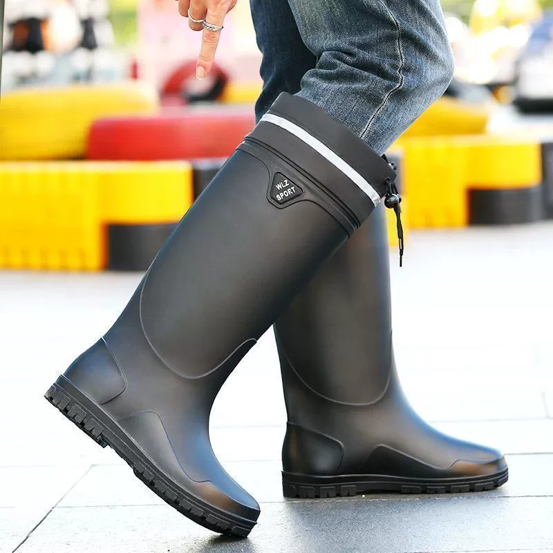 Дождевая обувь мужская новая весна и лето водонепроницаемая нескользящая и износостойкая водная обувь плюс бархат работы рыбалка автомойка кухонная резиновая обувь