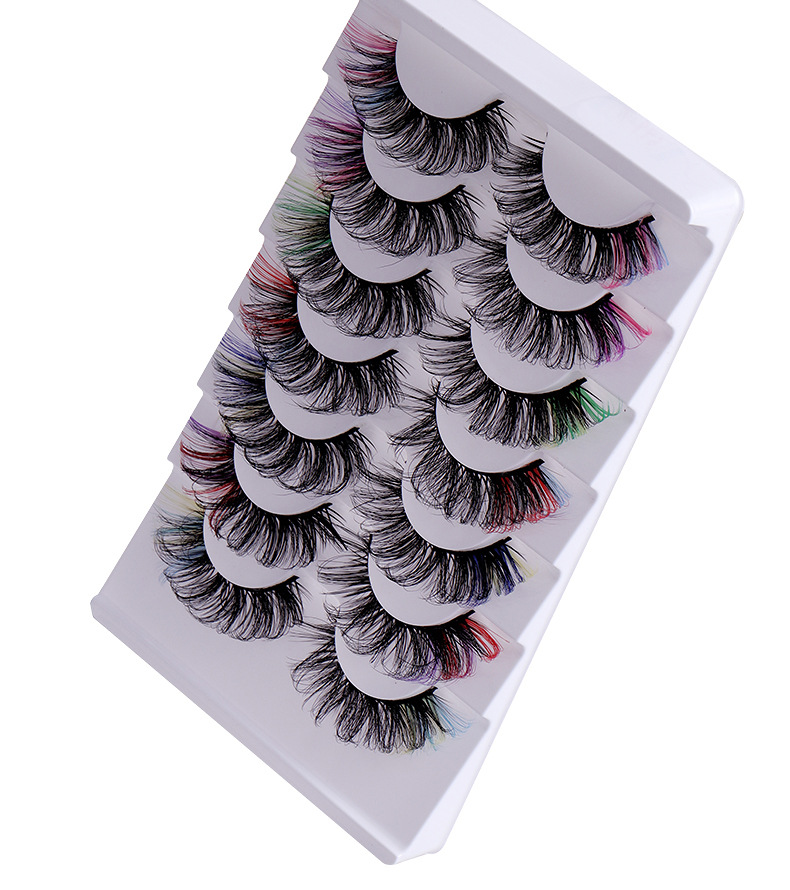 50g Weight False Eyelashes Makeup Tools Types 7 Pairs Quantity Imitation Mink Material Multicolor Pattern Fashion Style Popular High Imitation Mink Hair Color Thick Curl False Eyelashes 10