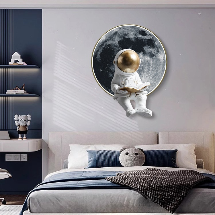 Pasillo decorativo pintura 5d tridimensional colgante Pintura Sala de los niños dormitorio cabecera sala de estar Luna Fondo pared Spaceman mural