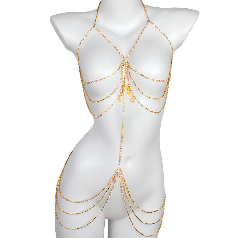 Geometric Butterfly Body Chain Silver
