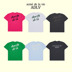 韓国トレンドブランドADLV春夏新作バックグラフィティ植毛クラシックレターモデルコントラストカラフルTシャツカップルモデル