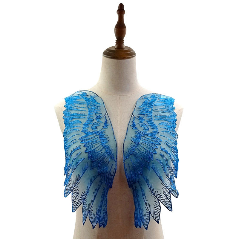 Embroidered Wing Lace Applique (Euogen), Water-Soluble Net Base, DIY Feathers — Multi Colors