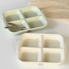分格方形四格陶瓷盘子减脂餐盘ins早餐大人儿童分减肥水果盘