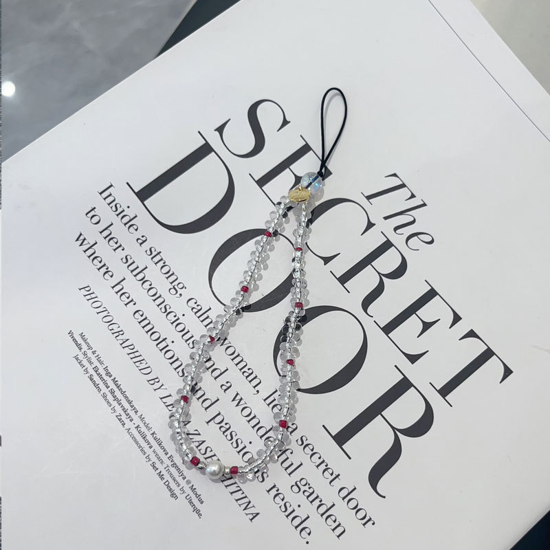 Xiaohongshu Thursday's Same Summer Fountain Series Mobile Phone Chain Imported Water Drops Transparent Rice Beads Mobile Phone Lanyard New