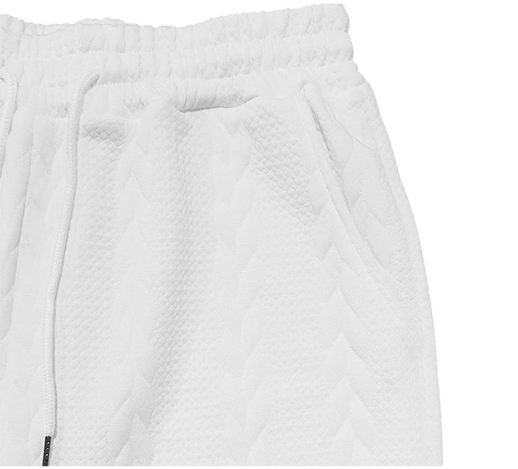 Men's Jacquard Knit Short Sleeve Tee And Shorts Set Solid Color Casual Summer Sport Outfit_viptrois.com
