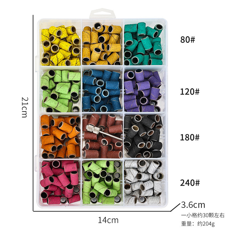Transfronterizo nuevo clavo cabeza de molienda anillo de arena máquina de pulir eléctrica clavo anillo de molienda negro y blanco multi-color caja de montaje cojinete