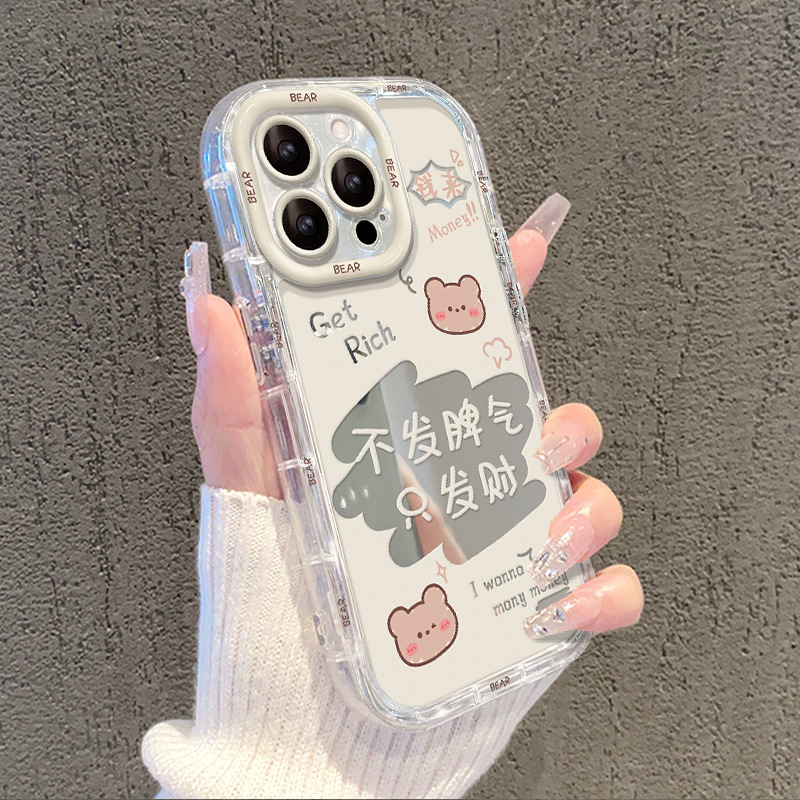 Apple 13、iPhone 12、iPhone 11、XS対応。鏡面透明で可愛いクマさんデザイン。|undefined