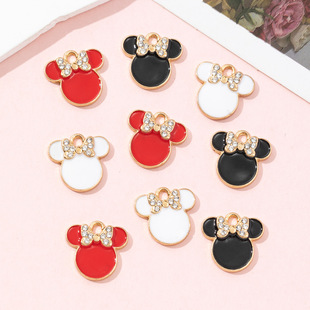 Cute Mickey series oil dripping diamond DIY alloy accessories pendant Minnie badge animation Korean version cartoon accessories