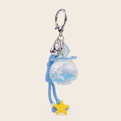 原创海洋家族系列鱼缸入油立体钥匙扣挂件漂浮流沙钥匙扣挂饰礼品