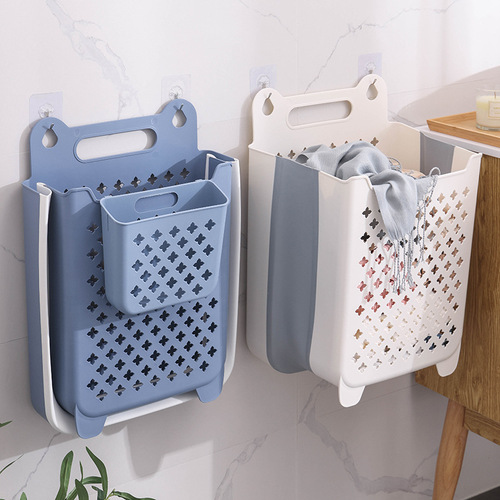 Wash Basin Laundry Basket Wall Mount Foldable Bathroom Shower Dirty Clothes Storage Basket Bathroom Storage Box