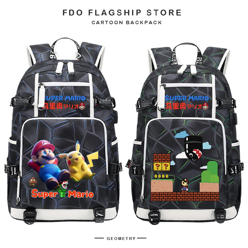 New Super Mario Backpack Men's Backpack Lightweight Travel Computer Bag Junior High School Girl Schoolbag Senior high school