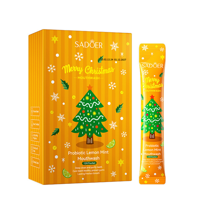 Inglés completo Sadoer Navidad probióticos limón verde menta enjuague bucal limpio oral desechable comercio exterior transfronterizo image 6