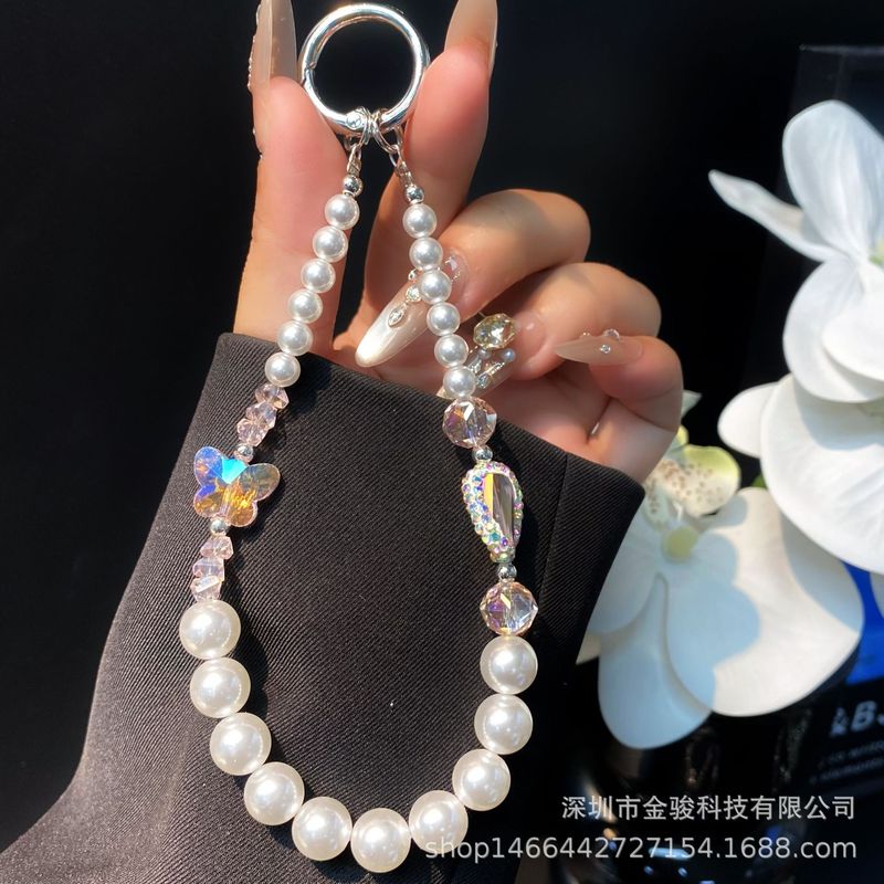 重工镶钻锆石手机链条串珠高级感水晶珠手提链新款钥匙链挂饰批发|undefined
