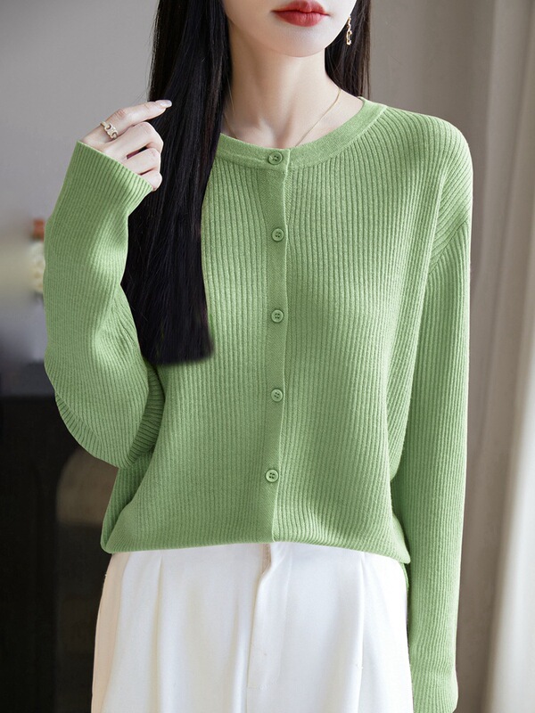 Korean Style! 2026 Spring Collection Fine Wool Niche Skin-Friendly Lazy Versatile Knit Cardigan Sweater Coat Dropshipping