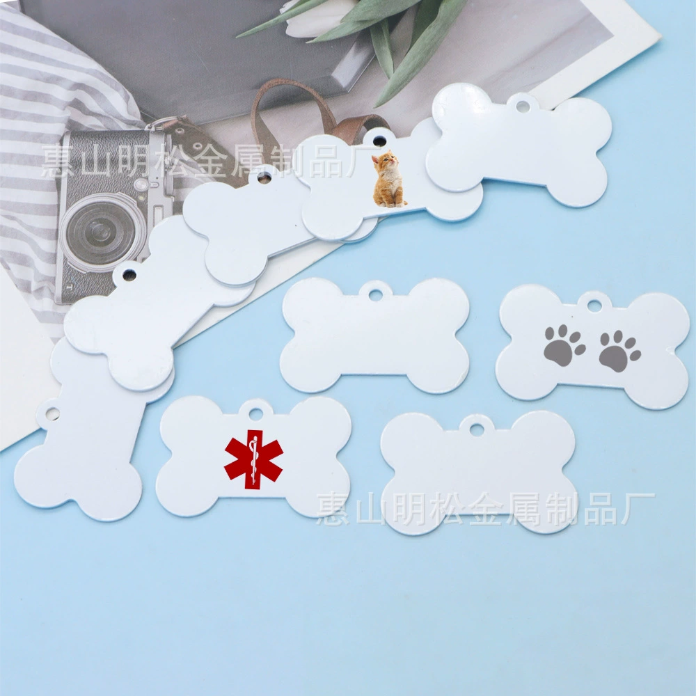 Металлический брелок для собаки в форме кости, с двусторонней печатью, универсальный, для самостоятельного изготовления, с термопереносом