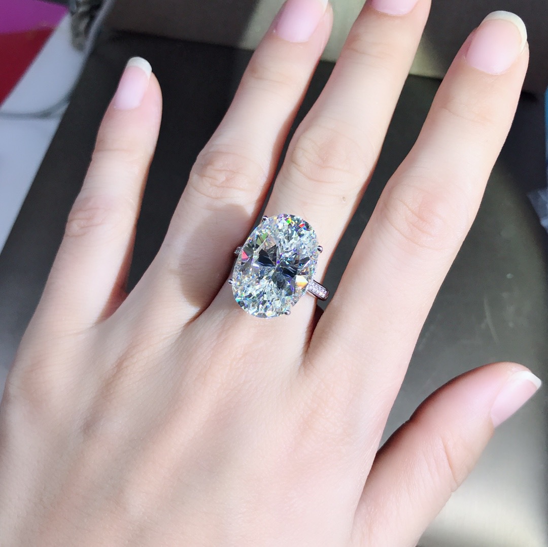 15 quilates VVS grado 3EX importado de alto carbono anillo de diamantes de plata esterlina de cinco capas de platino grueso anillo electrochapado