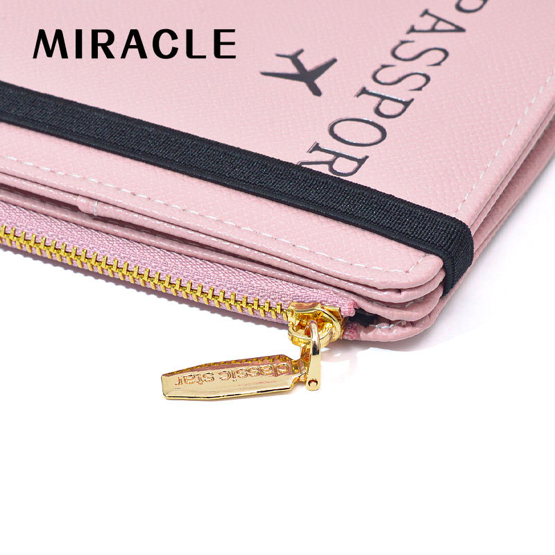 Manruike simple RFID pasaporte titular de la tarjeta de cremallera de color sólido lindo anti-magnético boleto aéreo pu cubierta protectora pasaporte titular